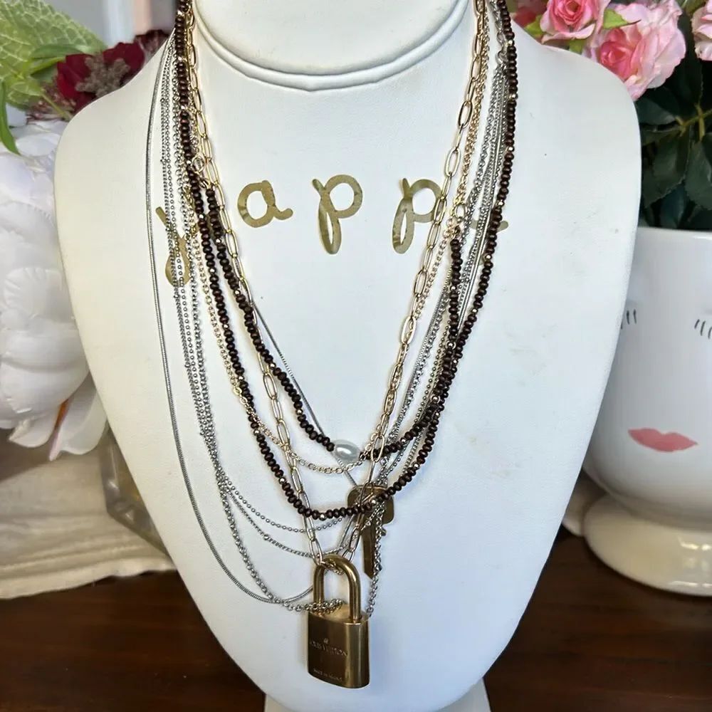 Louis Vuitton Key and lock #321 and 2 NWT layered necklaces